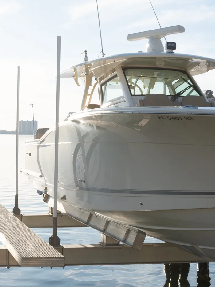 Spotless boat deck and seating after cleaning