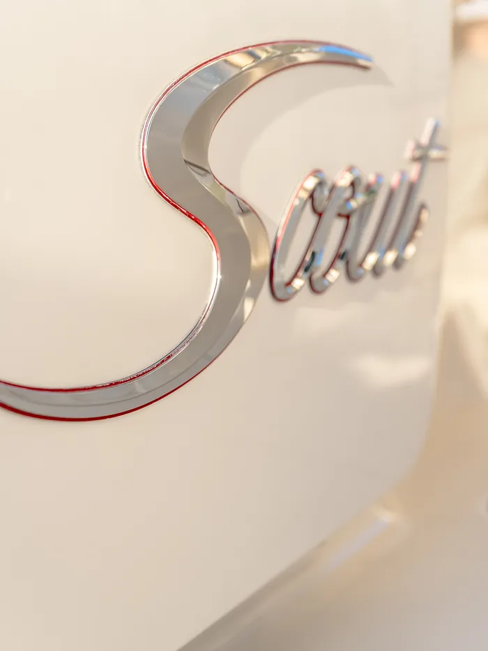 Chrome Scout emblem polished to a mirror finish